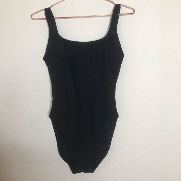 Vintage black textured square neck one piece‎ - Picture 1 of 8